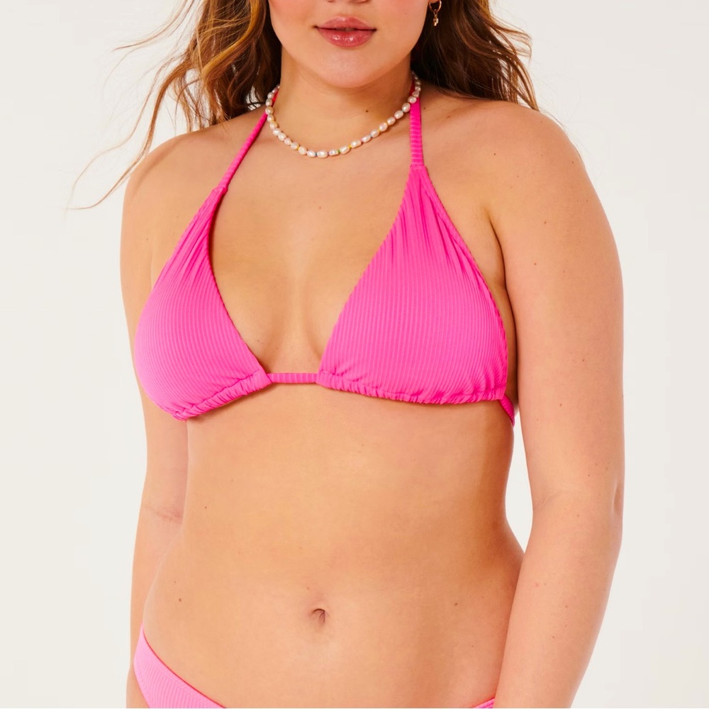 Hollister Ribbed Neon Pink Bikini Set